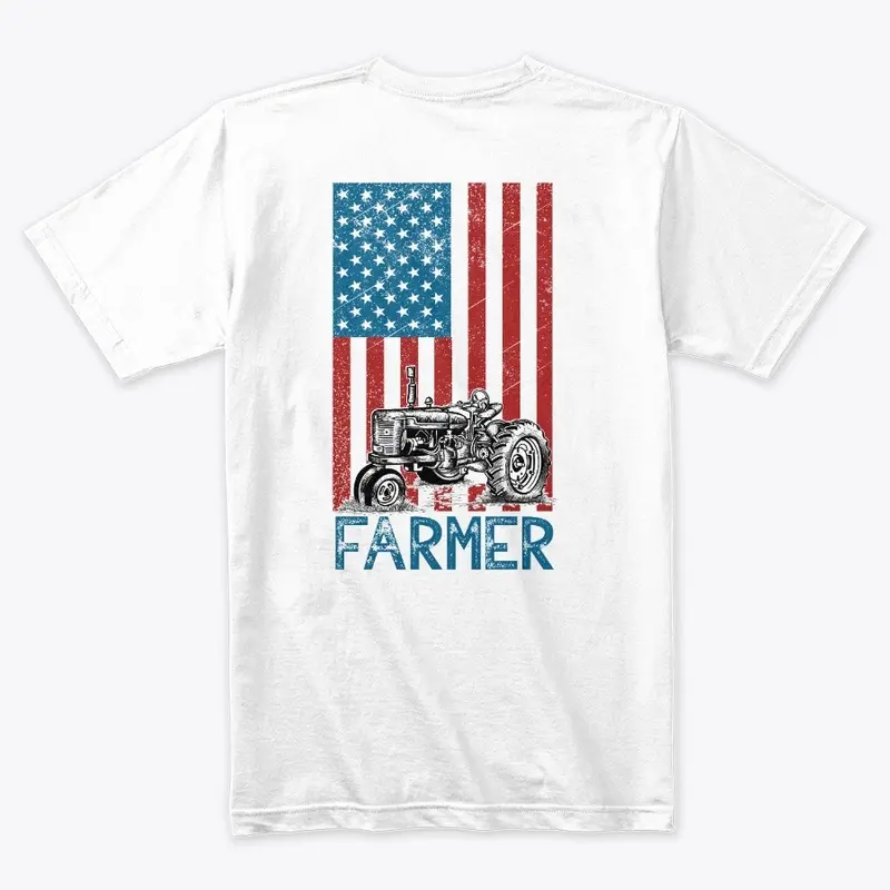 USA Flag Farmer Patriotic Farming Tshirt