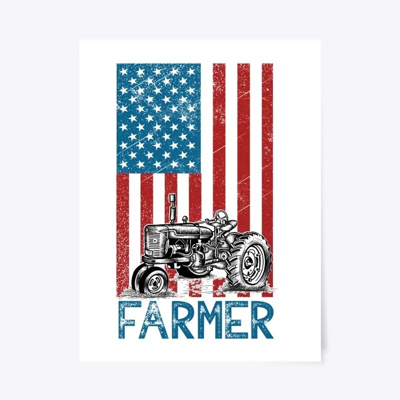 USA Flag Farmer Patriotic Farming Tshirt