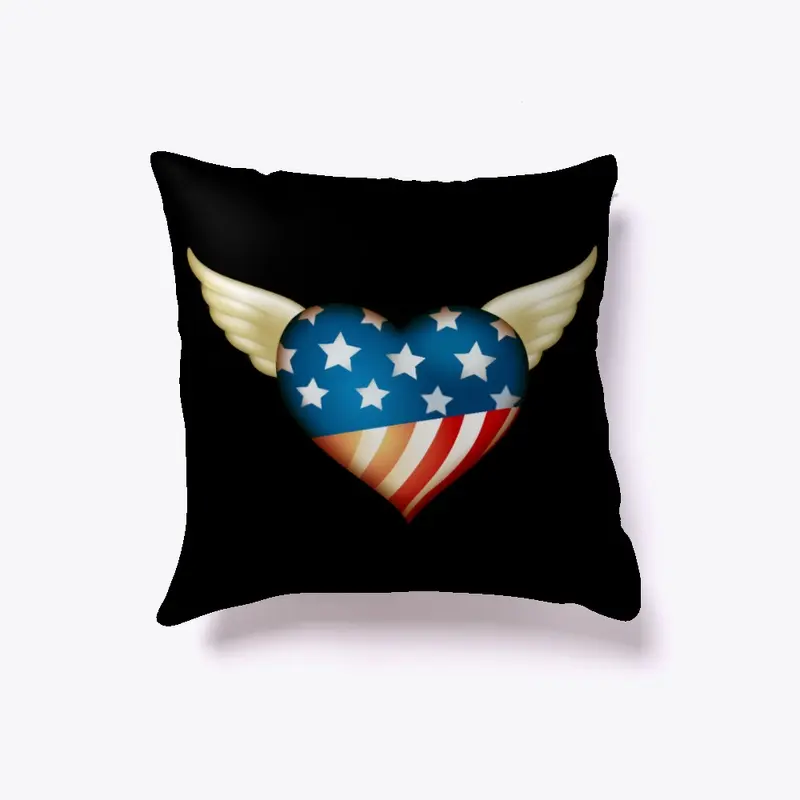 USA Flag Heart Pillow